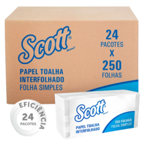 NITS CLEAN PAPEL TOALHA - SCOTT TOALHA INTERFOLHADA - 24 PACOTES COM 250 FOLHAS 21,5CM 22,5CM - 30179006 - 2389