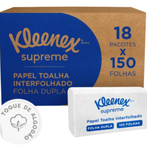 TOALHA DE MÃO INTERFOLHADA NITS CLEAN - KLEENEX SUPREME TOALHA FOLHA DUPLA - 18 PACOTES - 150 FOLHAS (22,3CM - 24,1CM) 30228378 - 3500
